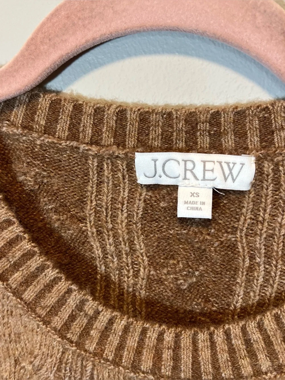 J. Crew Cable Knit Sweater With Buttons in Supersoft Yarn Brown Relaxed‎ Fit XS